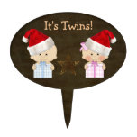 Boy & Girl Twins Christmas Baby Shower Cake Pick