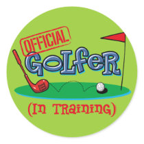Boy Golfer In Training Round Stickers