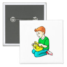 boy green shirt chickens in basket easter buttons