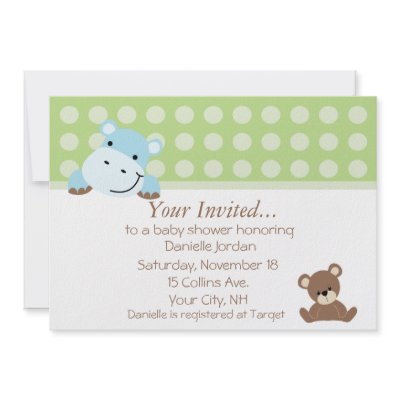 Boy Hippo Baby Shower Invitation by LindsayDawnDesigns