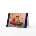 Boy Holding Heart in Boat card