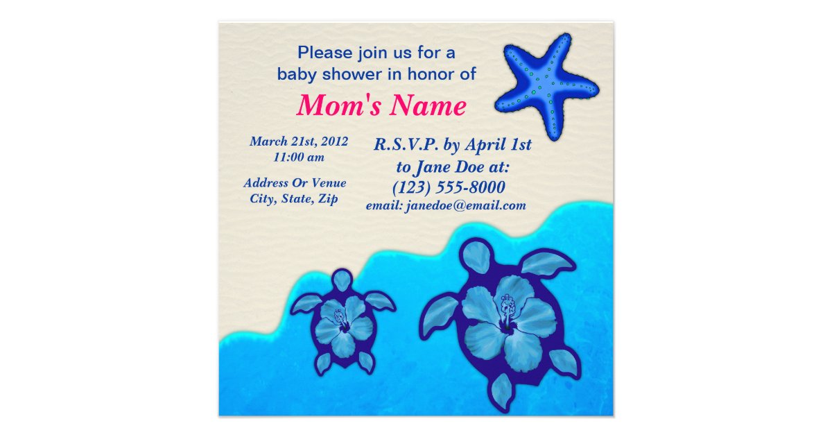 Boy Honu Baby Shower Announcements