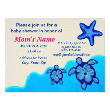 Boy Honu Baby Shower Personalized Invitations
