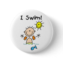 Boy I Swim Button by stick_figures Boy I Swim Button