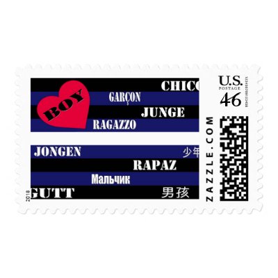 Boy in Many Languages Stamp by markthaler