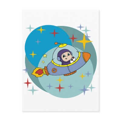 Boy in Space Ship Tshirts and Gifts Postcards by toddlersplace