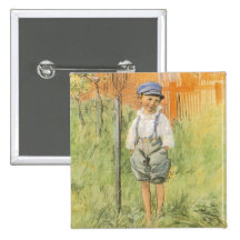 Boy in the Grass Pinback Buttons