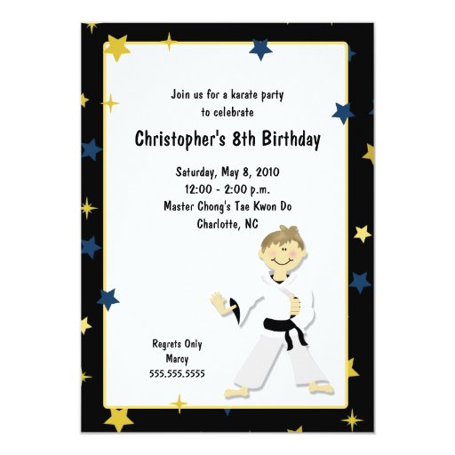 BOY KARATE MARTIAL ART BIRTHDAY PARTY CARD | Zazzle