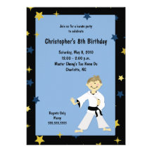 BOY KARATE MARTIAL ART BIRTHDAY PARTY INVITES