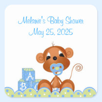 Boy Monkey Baby Shower stickers