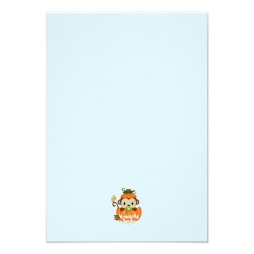 Boy MONKEY Fall Pumpkin Thank You (FLAT) Invitations
