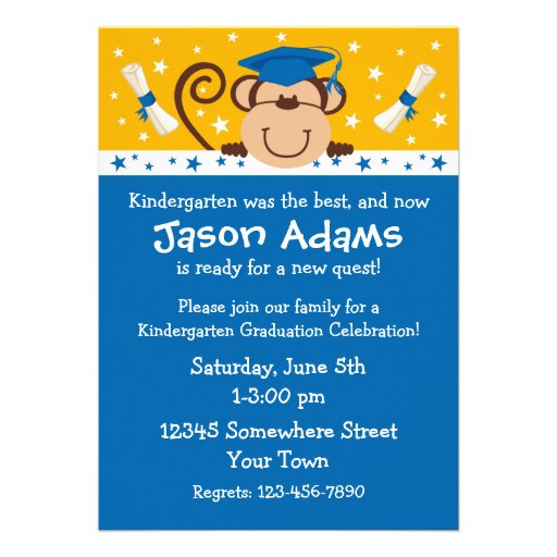 Boy Monkey Graduation Custom Invites