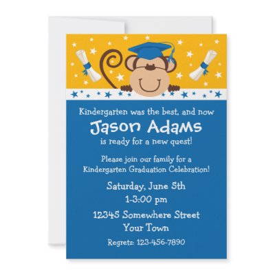Boy Monkey Graduation Custom Invites by pinkinkart