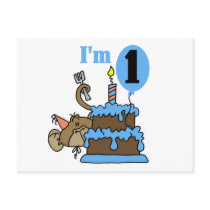 Boy Monkey I'm 1 Birthday Tshirts and Gifts Post Card