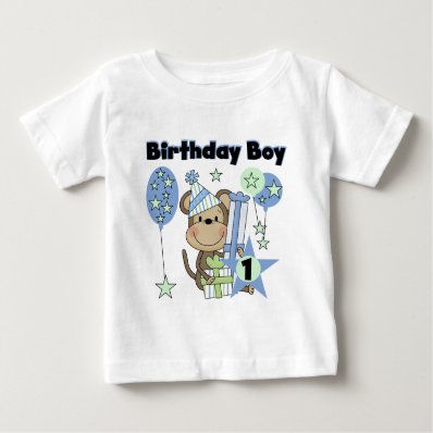 Boy Monkey With Gifts 1st Birthday T-shirt