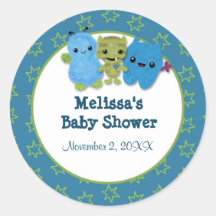 BOY MONSTER Peek a Boo Baby Shower blank PABC #2 Sticker