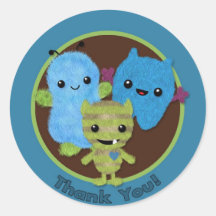 BOY MONSTER Peek a Boo Baby Shower Thank You PABC4 Stickers
