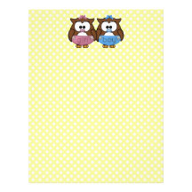 boy 'n girl baby owl customized letterhead