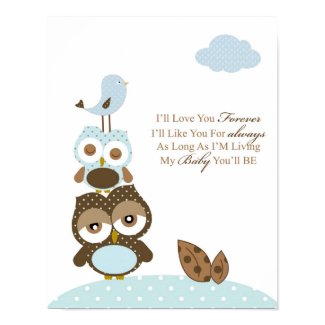 Boy nursery bedroom art I will love you forever Print