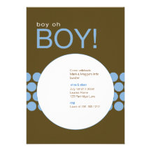 Boy Oh Boy Baby Shower Invite_Blue/Brown