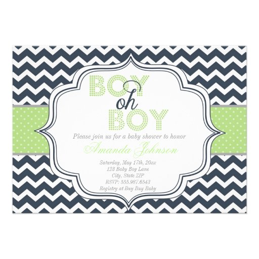 Boy Oh Boy Chic Chevron Baby Shower Invitation