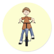Boy On Bike Round Stickers