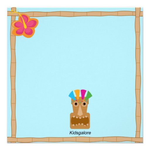 Boy on Bongo Luau Square Birthday Invitation