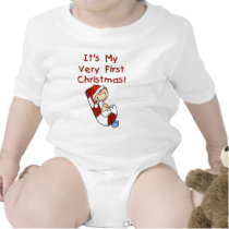 Boy on Candy Cane 1st Xmas T-shirt