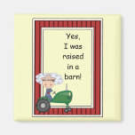 Boy on Green Tractor - Farmyard Barnyard - Kids Fridge Magnet