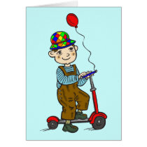 Boy on Scooter with Balloon 2