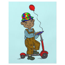 Boy on Scooter with Balloon