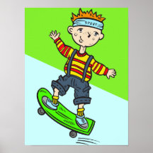 Boy On Skateboard Print