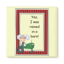 Boy on Tractor - Farmyard Barnyard Friend - Kids Fridge Magnet
