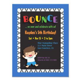 Boy on Trampoline Kids Birthday Party Invitations