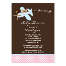 Boy or Girl Airplane Baby Shower Invitation
