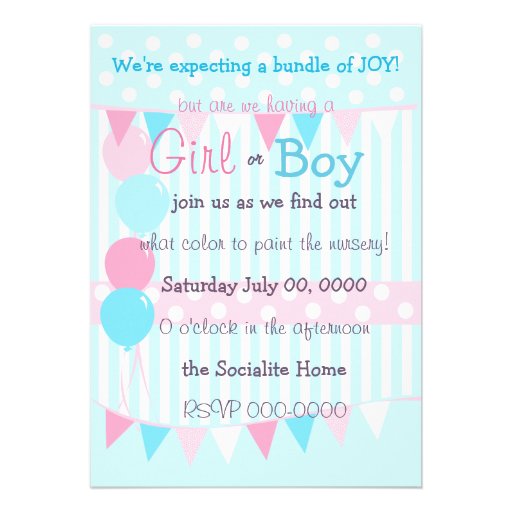 Boy or Girl Baby Reveal Party Invites