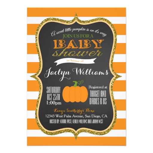 Boy or Girl Fall Pumpkin Baby Shower Invitation (front side)
