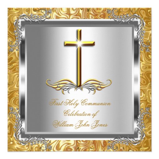 Boy or Girl First 1st Holy Communion Gold Silver 2 Custom Announcement
