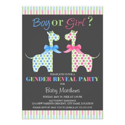 Boy or Girl Giraffe Gender Reveal Party Announcement