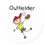 Boy Outfielder Round Stickers