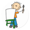 Boy Painting School Sticker