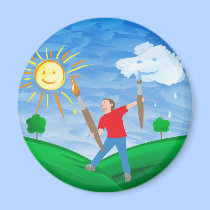 Boy Painting Skies magnets