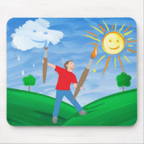 Boy Painting Skies mousepads