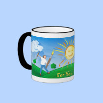 Boy Painting Skies mugs