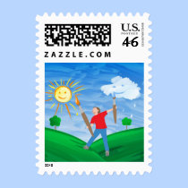 Boy Painting Skies stamps