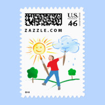 Boy Painting Skies stamps