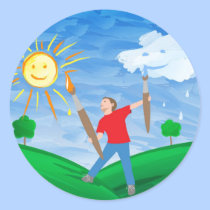 Boy Painting Skies stickers