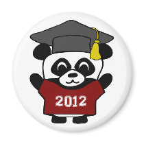 Boy Panda Maroon & White 2012 Grad Fridge Magnets