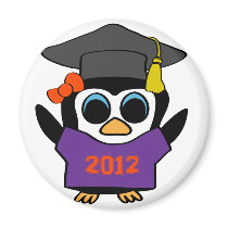 Boy Penguin Purple & Orange 2012 Grad Magnets