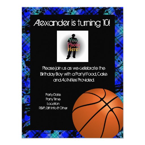 Boy Personalized Basketball B-Day Party Invitation